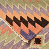 6x10 Green & Light Orange Tribal Large Kilim Area Rug, 176x301Cm