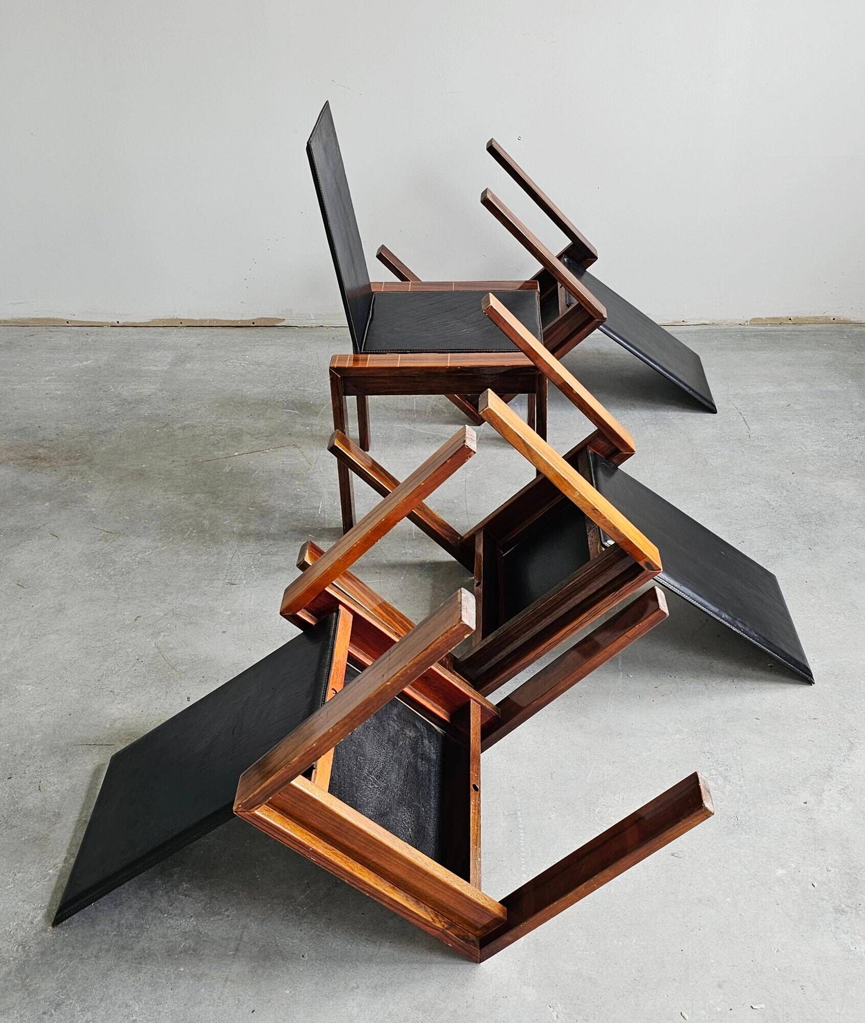 Set of 4 Mid Century dining chairs in rosewood style Afra and Tobia Scarpa.