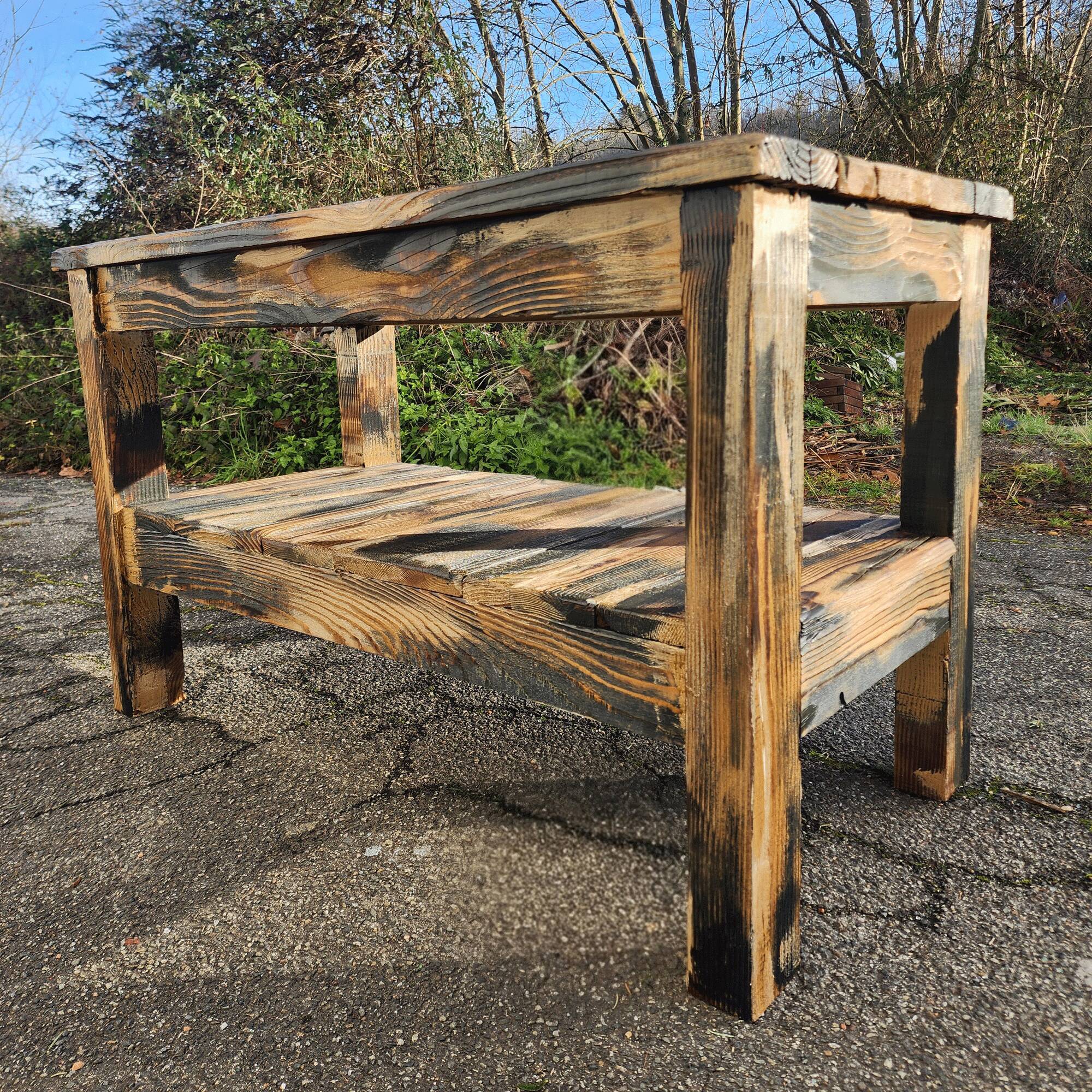 Solid wood farm console