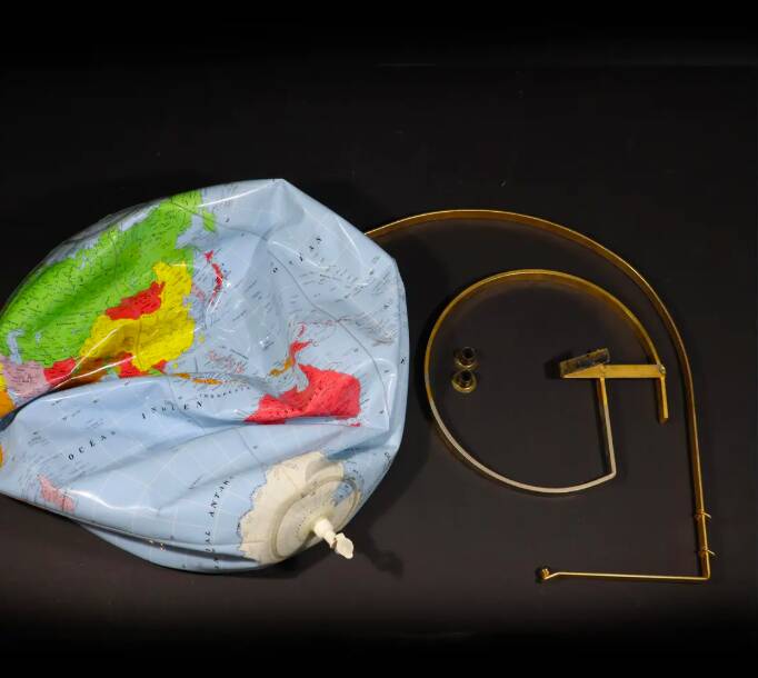 Vintage inflatable globe on stand, 1960, Taride Sevylor