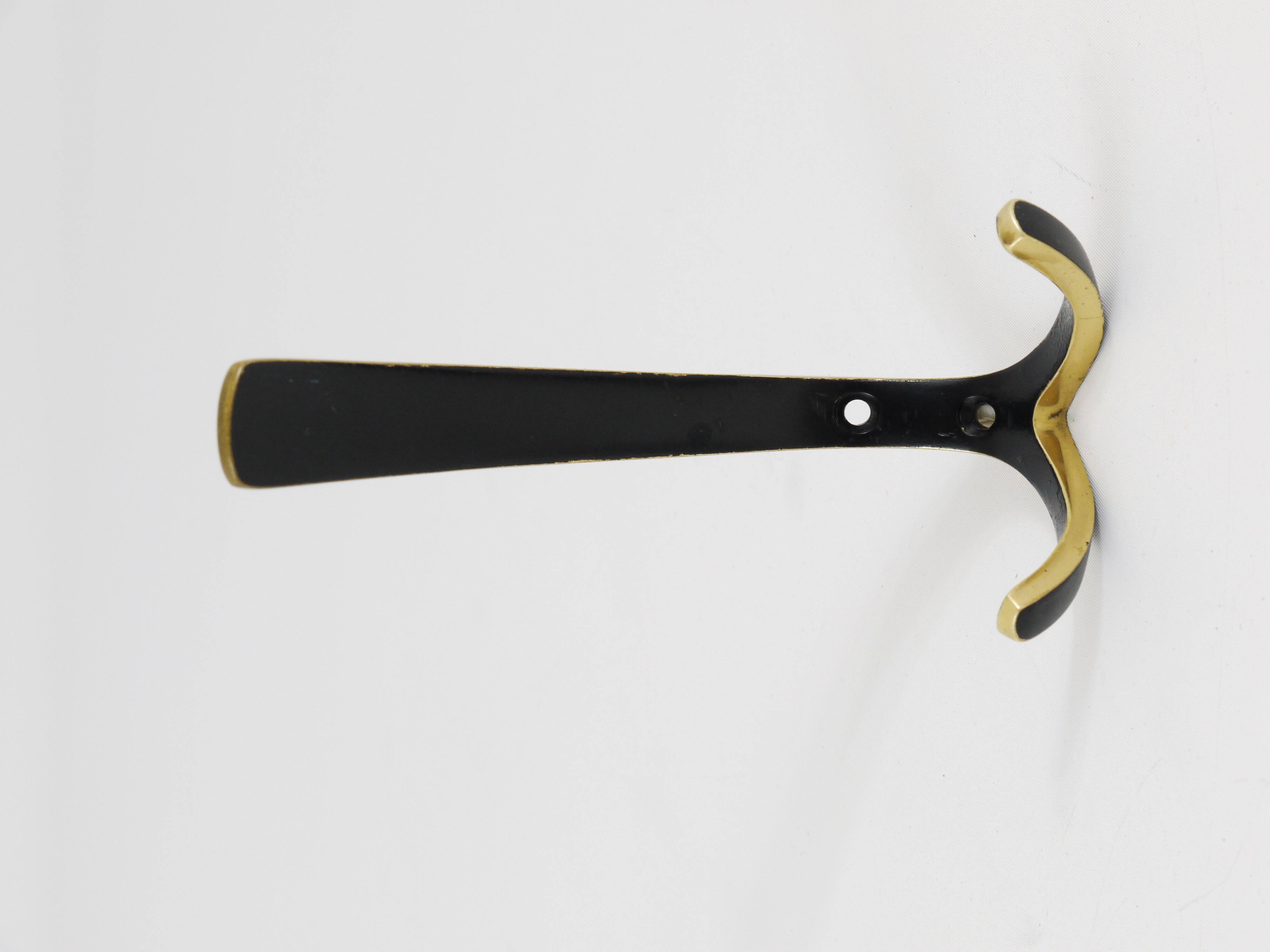 Up to 2 double wall hooks in brass from the mid-century by Herta Baller, Austria, 1950s.