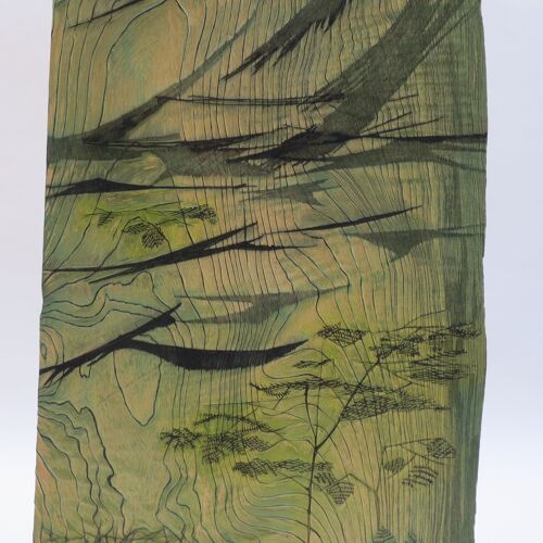 Gravure sur bois originale des années 1950 Bloc d’impression en bois sculpté par Pauline Jacobsen Woods