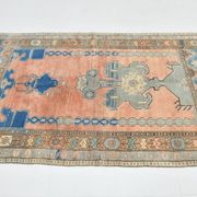 Salmon & Navy Blue Vintage Persian Rug, 131x218 Cm