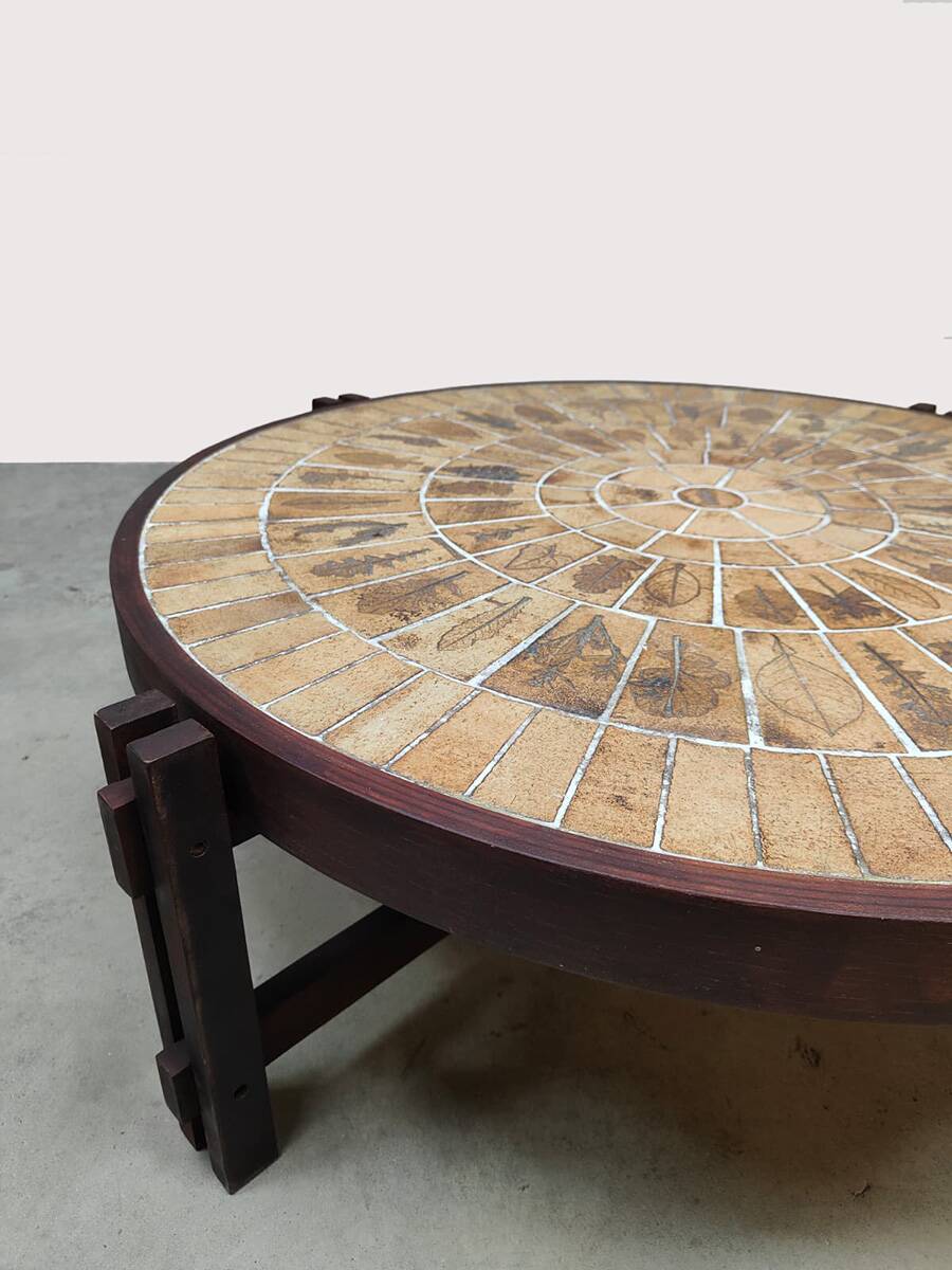 French Riviera vintage ceramic coffee table Roger Capron 1970s