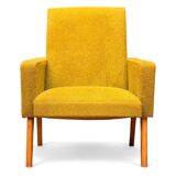 Vintage 60s armchair in cumin yellow terry fabric