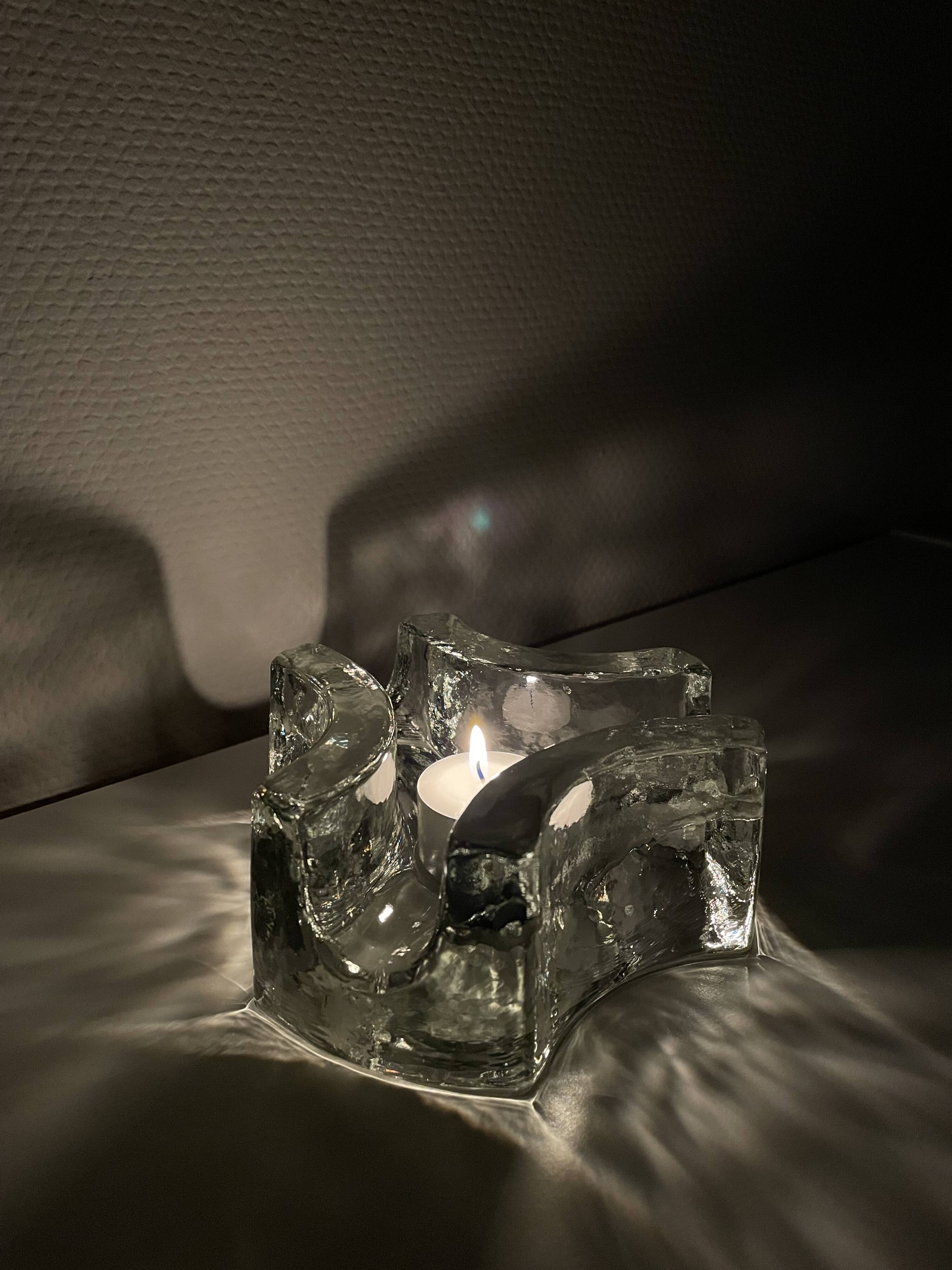 Bougeoir en verre lourd, chauffe-thé ou assiette