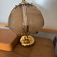 Vintage Hollywood Regency brass and smoked glass lotus table lamp – 19