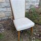 Chaise vintage Baumann cuir moucheté blanc gris