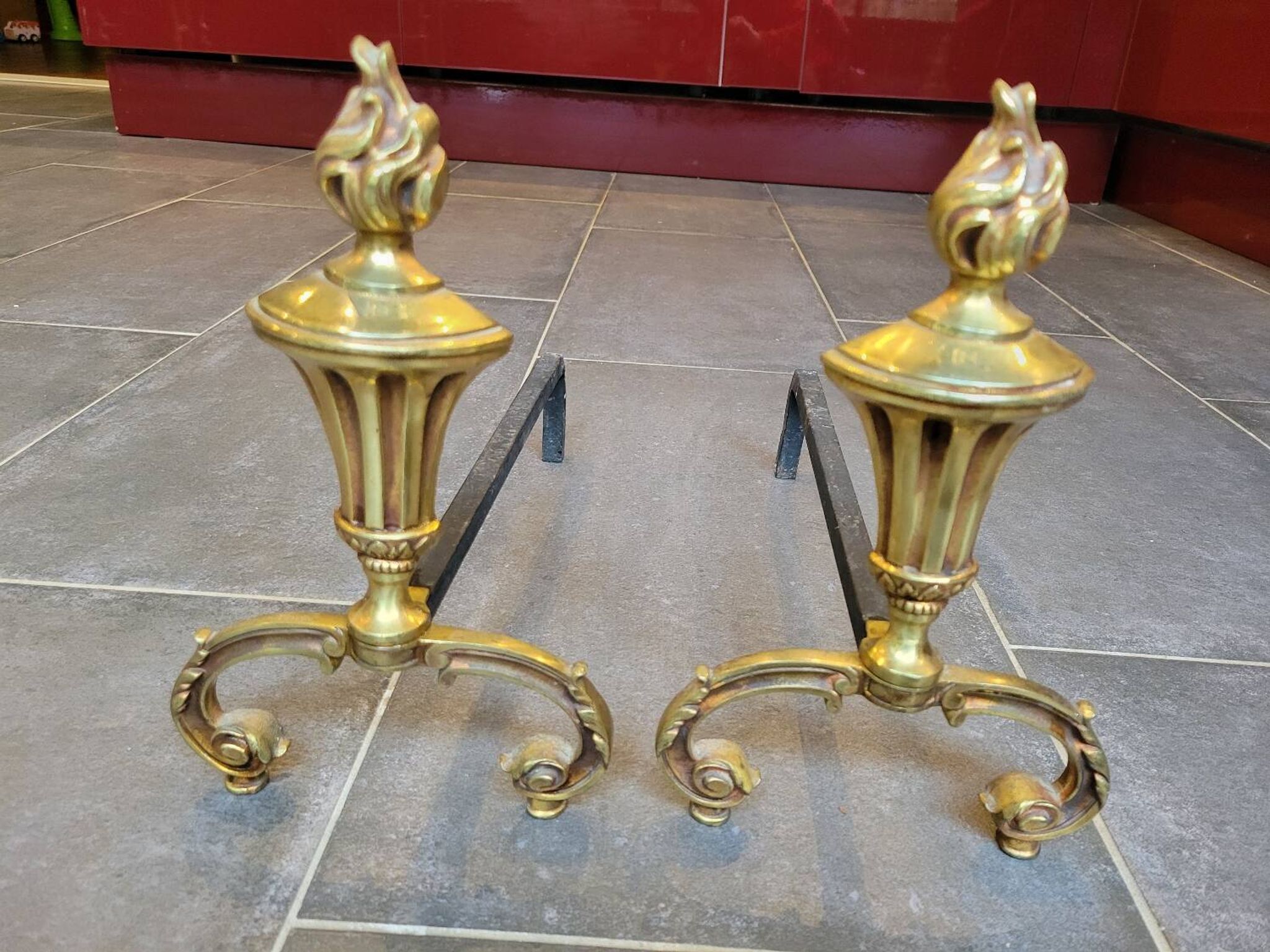 Chenets en bronze doré