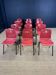 Set of 12 Galvanitas S30 raspberry red and grey steel chairs from the 70s