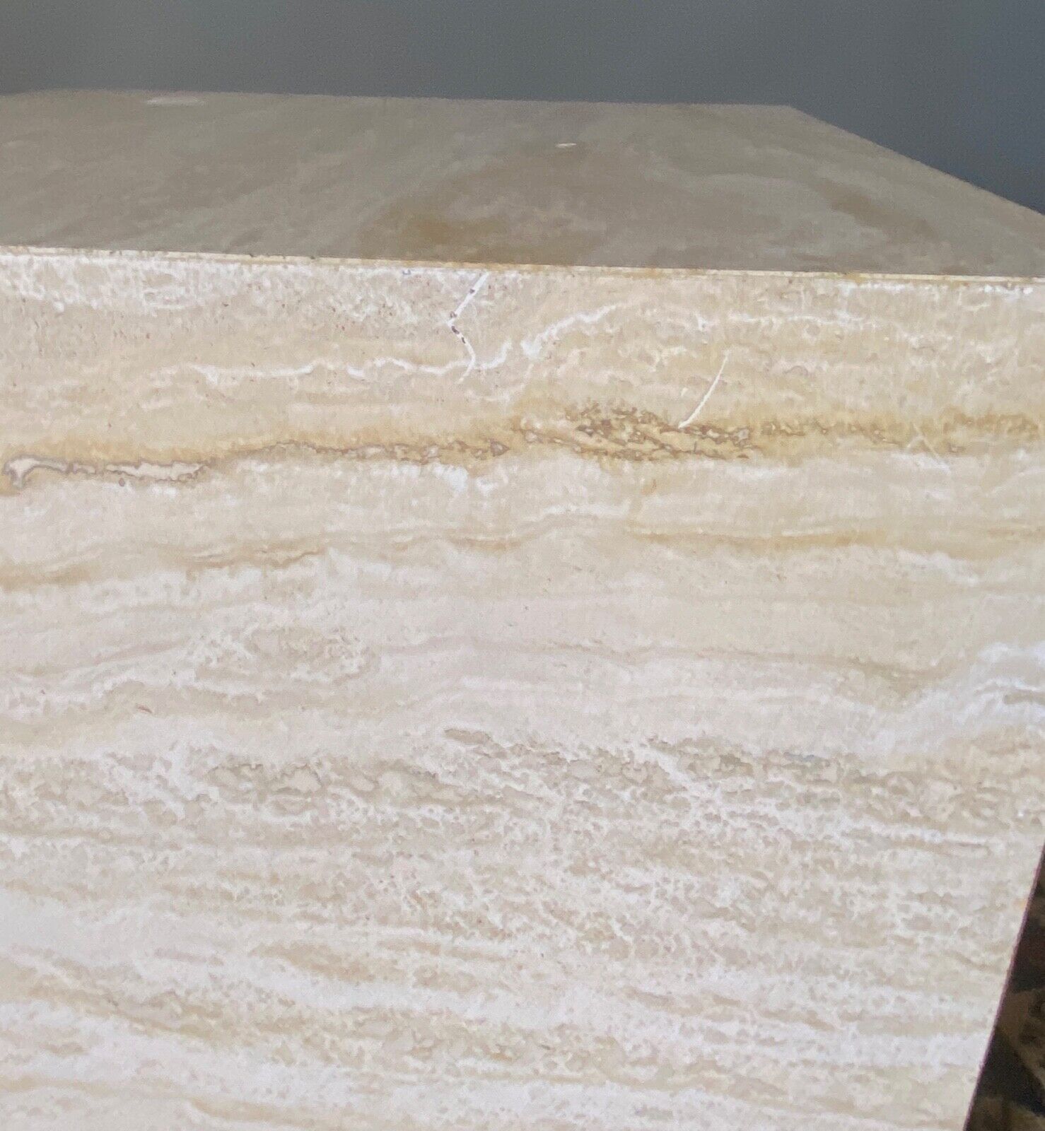 Base table shape square 1970 travertine on wheels french work