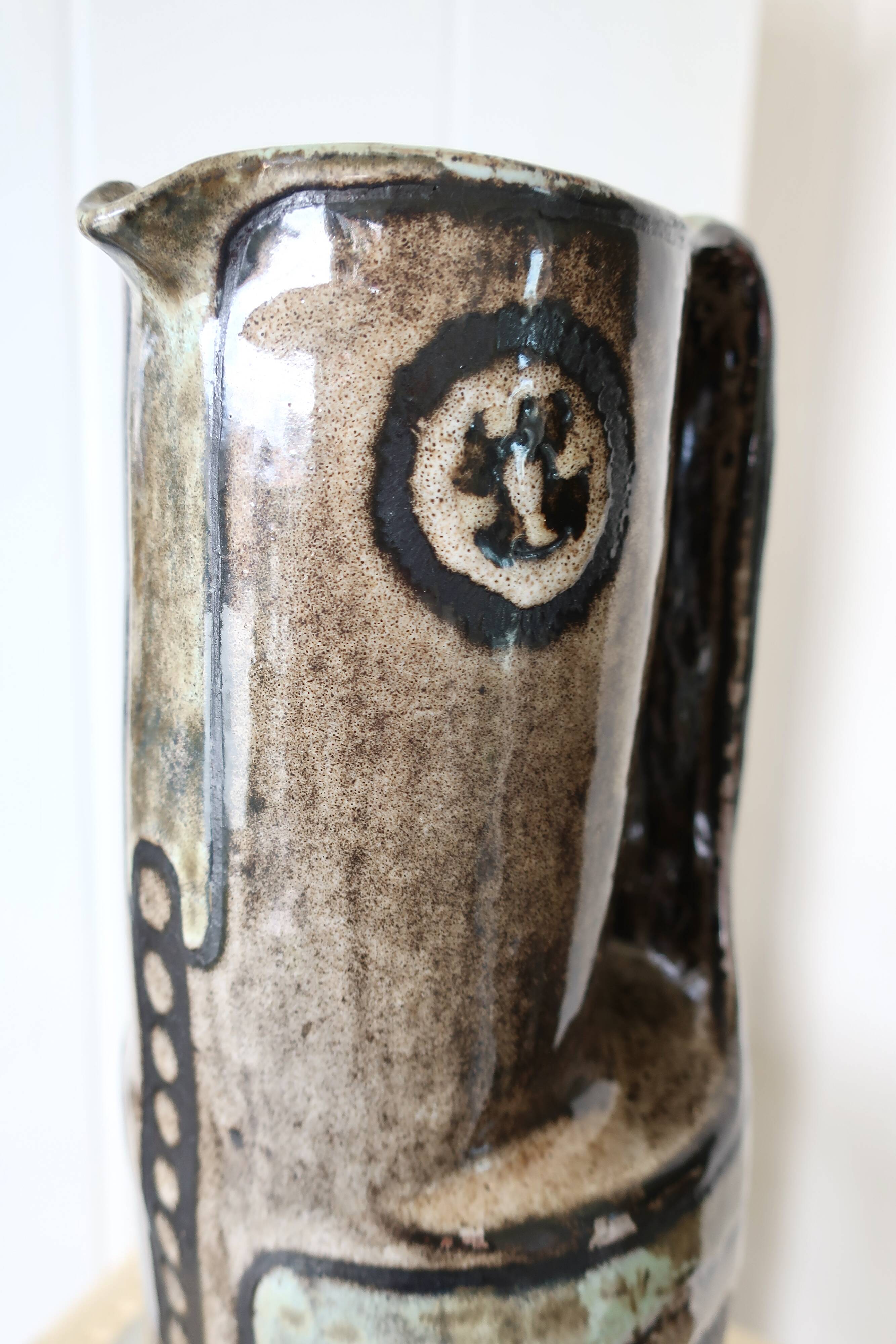 Paul Quéré & Ariane Mathieu Rare Zoomorphic Pitcher Signed, Dated, Numbered 3 out of 20