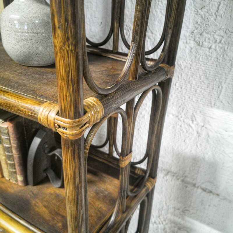 Brown rattan shelf