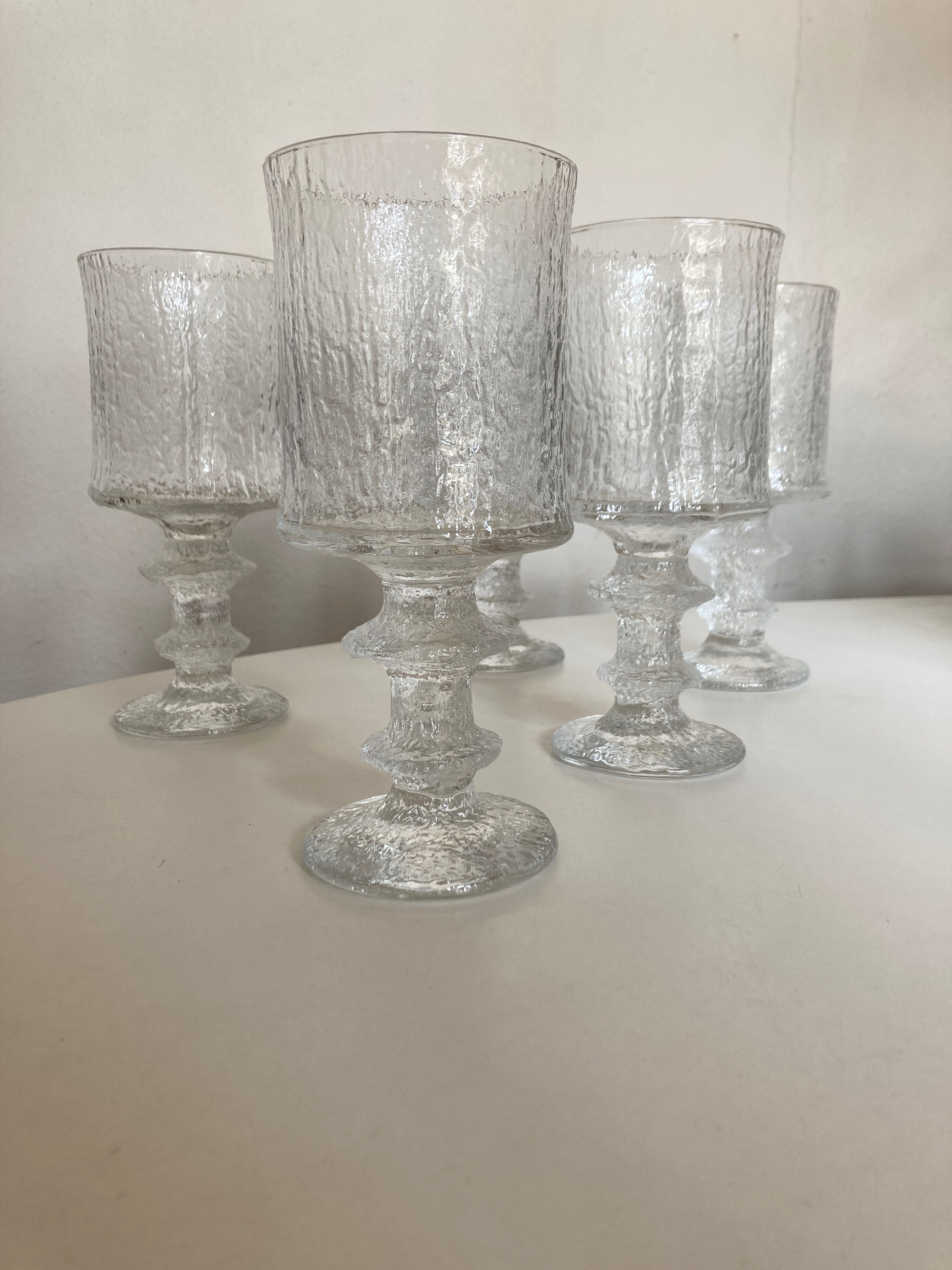Set of 5 Timo Sarpaneva Festivo 1970 Scandinavian IIttala glasses