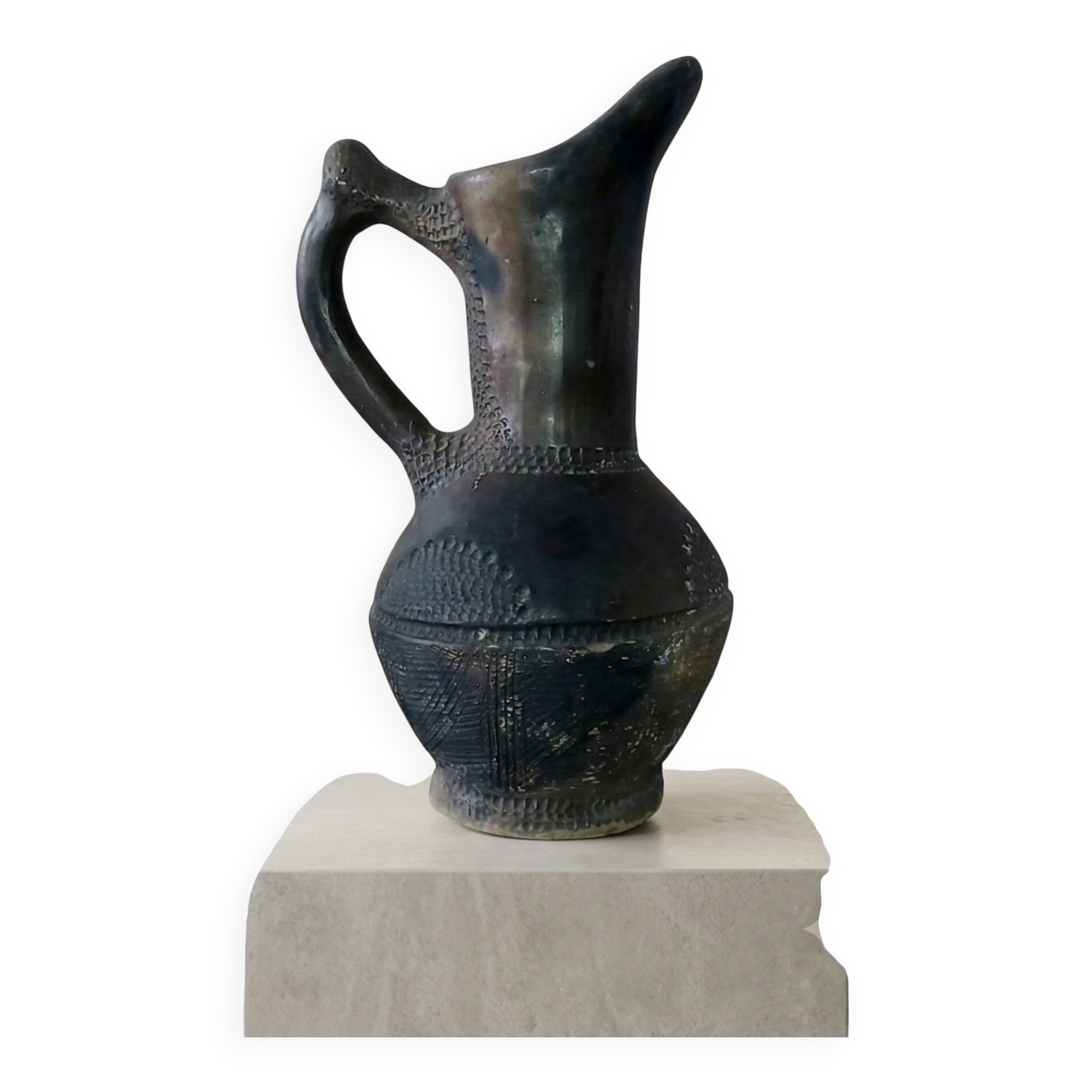 Vase / Old smoked terracotta jug — Handmade ceramics