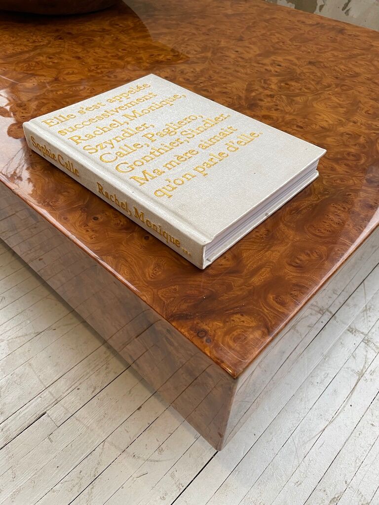 Italian coffee table elm magnifying glass