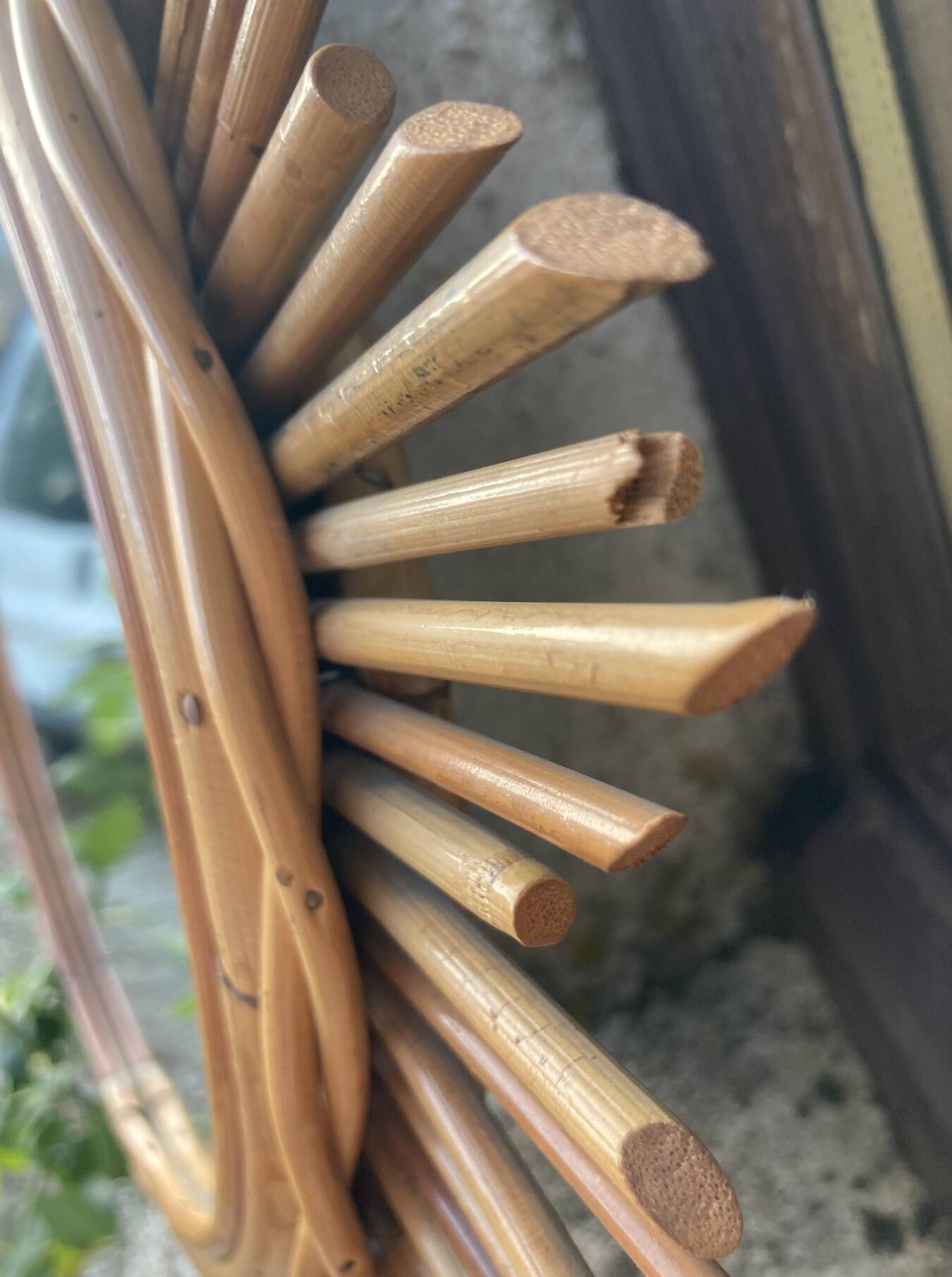 Vintage rattan sun mirror