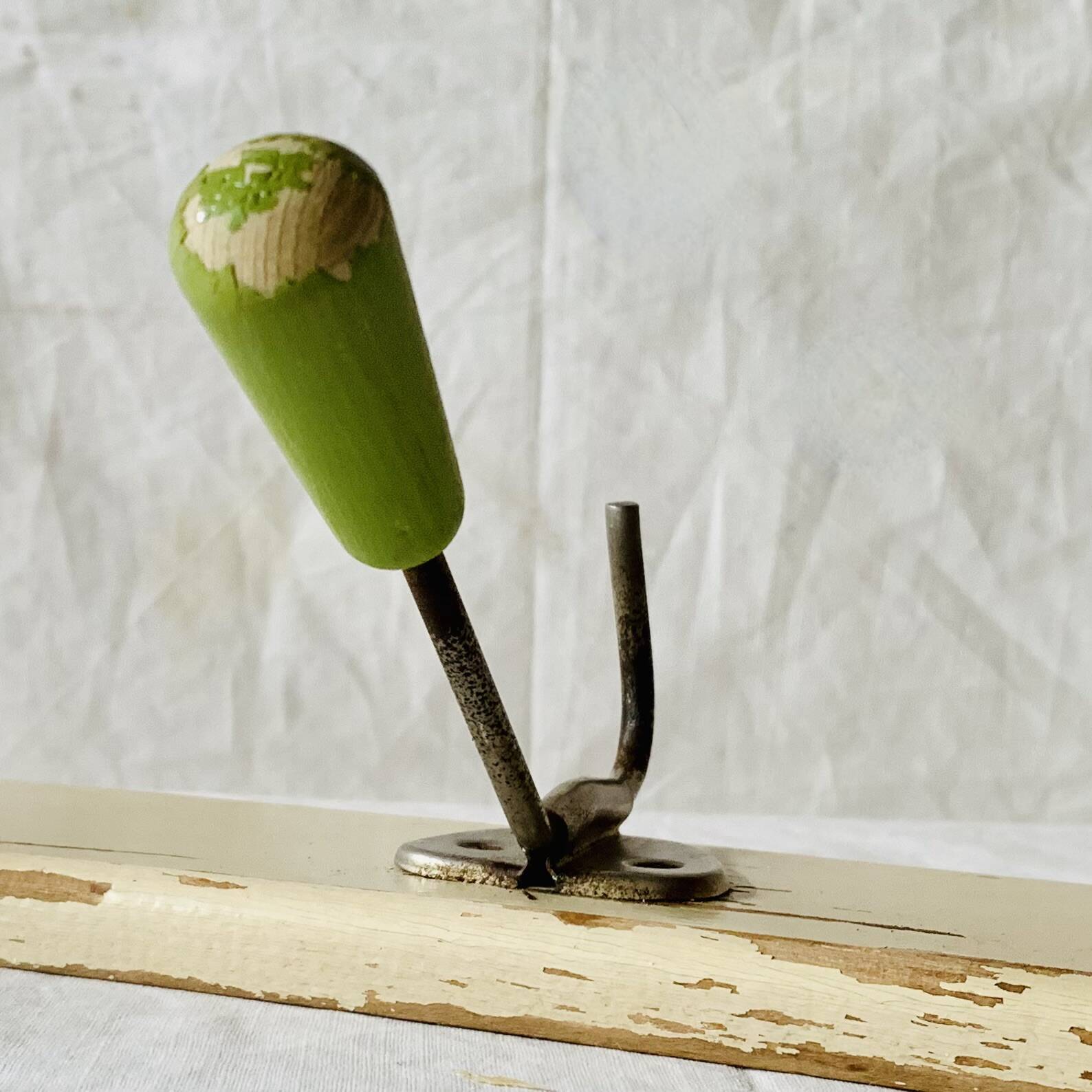 Vintage wooden wall coat rack - 3 hooks