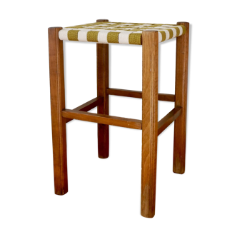 Tabouret bois, tissé