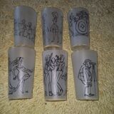 6 glasses illustrated by Cabu