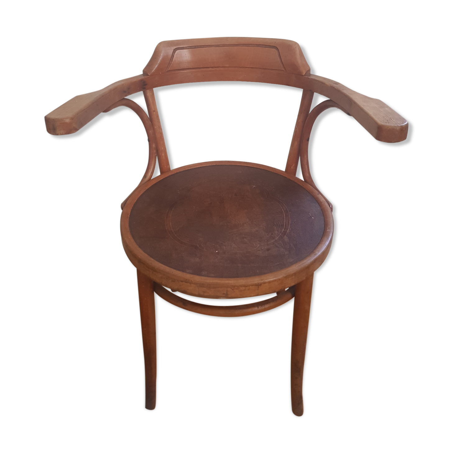 Wooden bistro chair with armrests