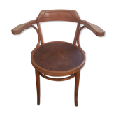Wooden bistro chair with armrests
