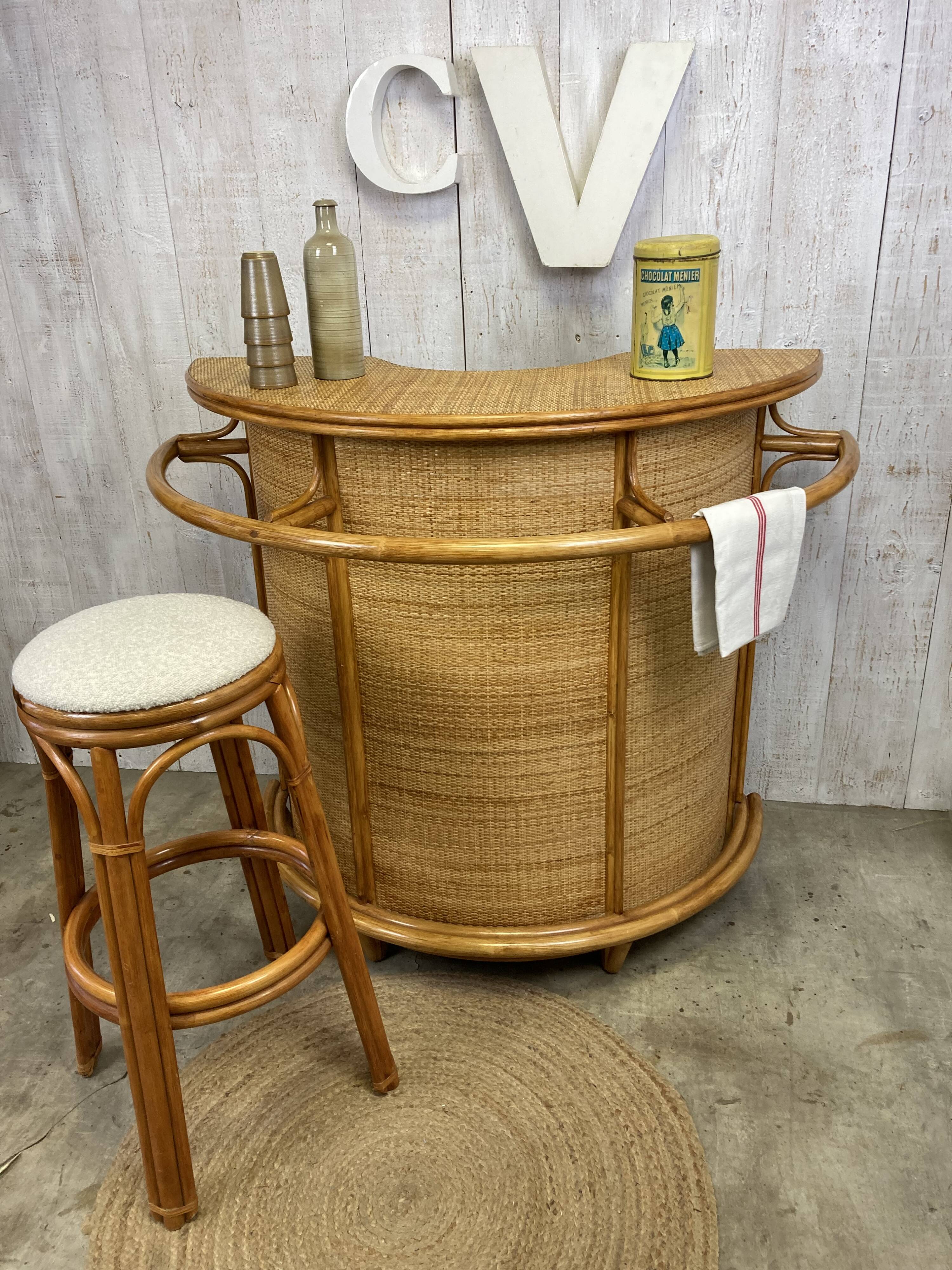 Bar en rotin vintage