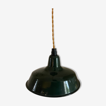 Vintage industrial enamelled metal pendant lamp