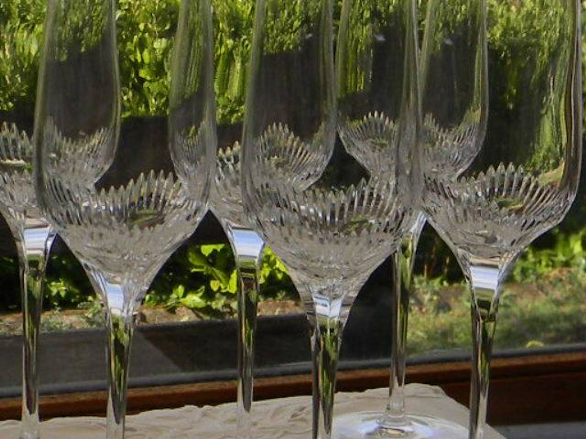 Set of 6 ARQUES crystal champagne flutes. BAVELLA model.