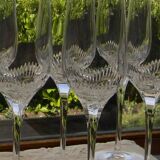 Set of 6 ARQUES crystal champagne flutes. BAVELLA model.
