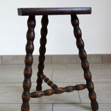 Wooden tripod stool half moon turned 60s