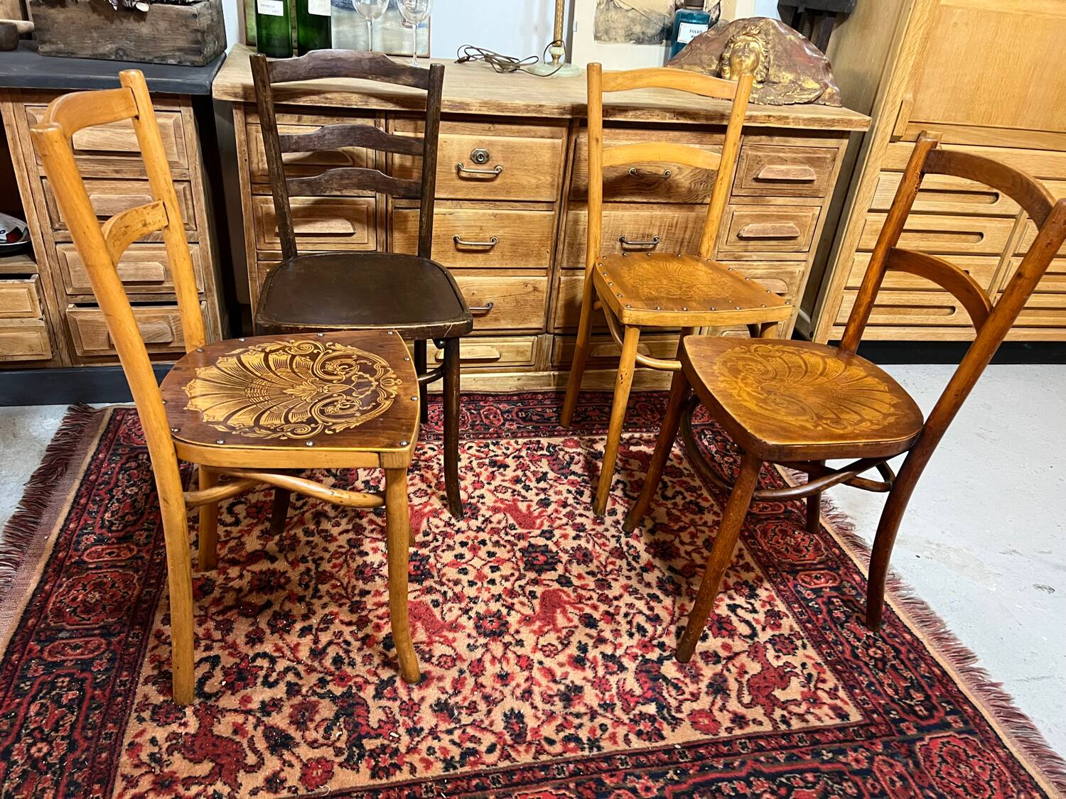 4 old bistro chairs