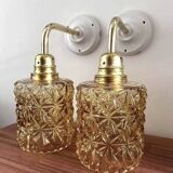 Pair of gold glass wall sconces