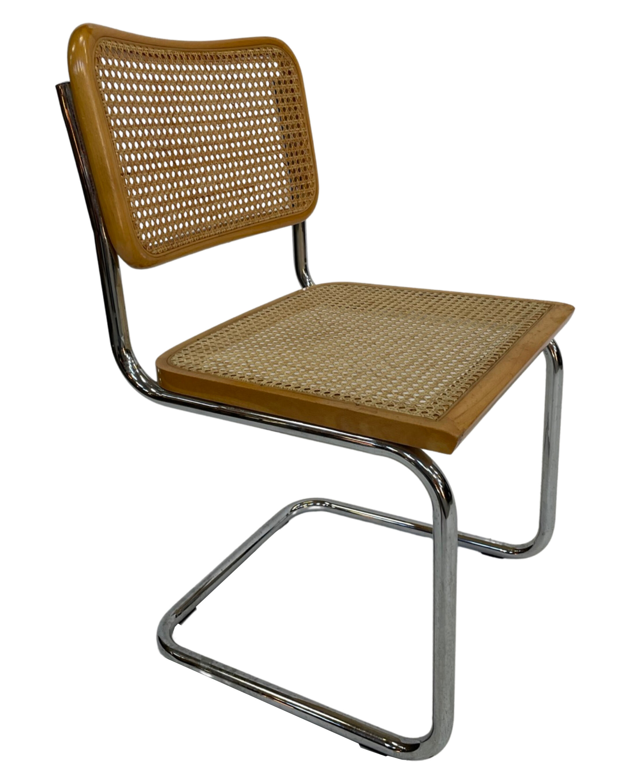 Set of 4 Cesca chairs model b32 in chrome made in italy by Marcel Breuer