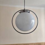White opaline globe suspension and metal structure
