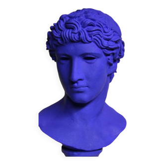 Grand buste homme Apollon grec romain sur socle