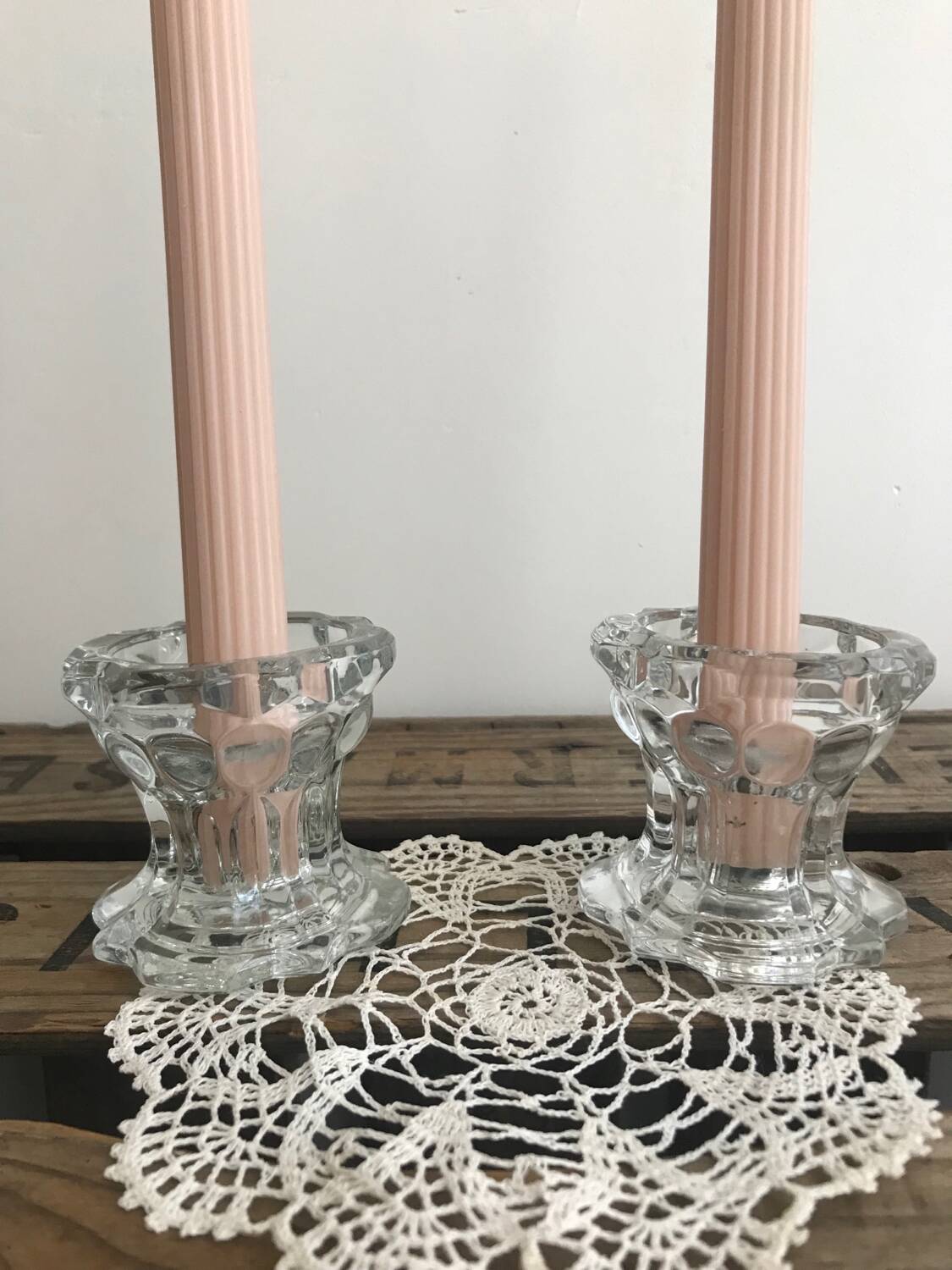 2 Reims glass candle holders