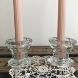 2 Reims glass candle holders