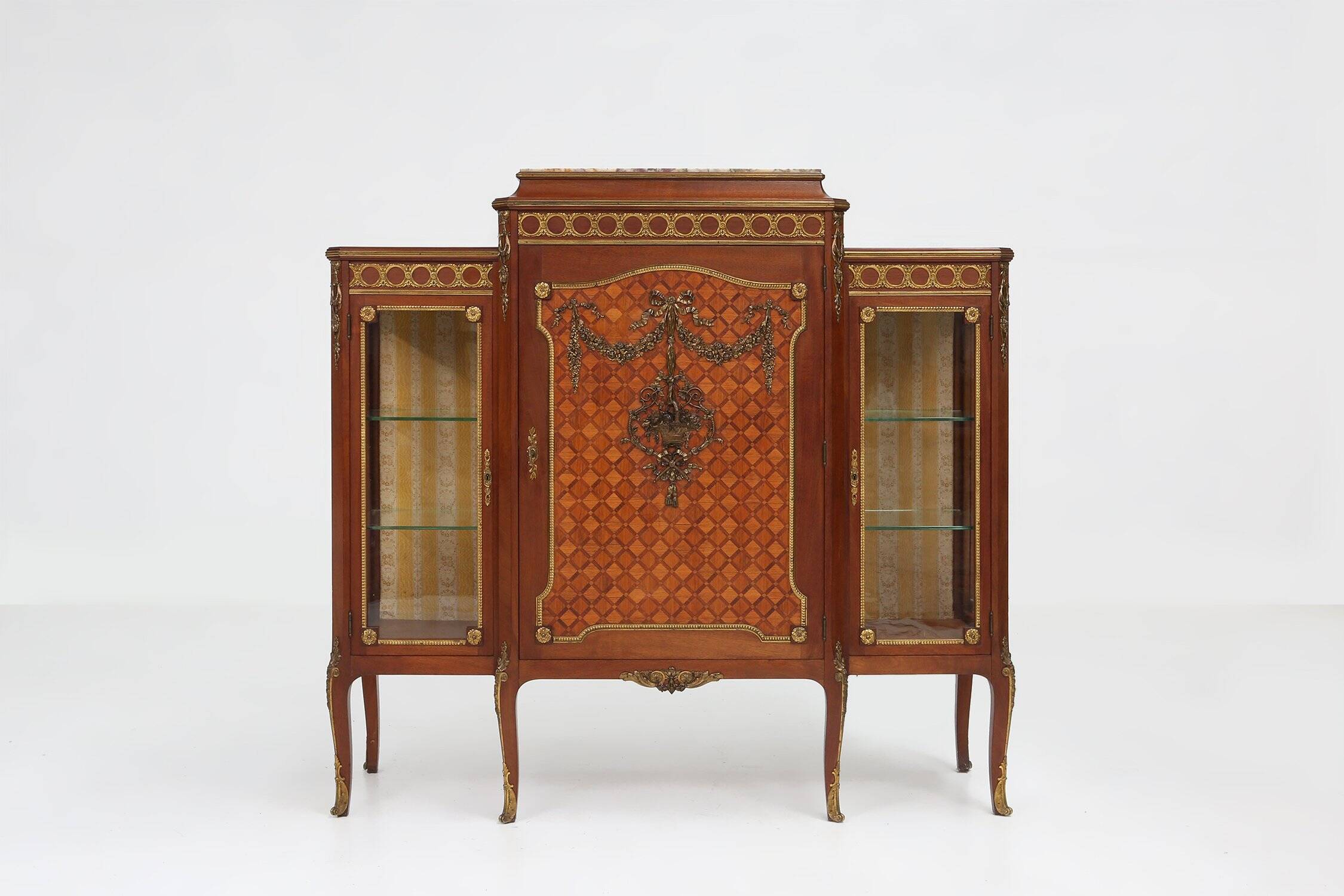 Louis Xvi Display Cabinet in Marquetry with Light, France, 1850s