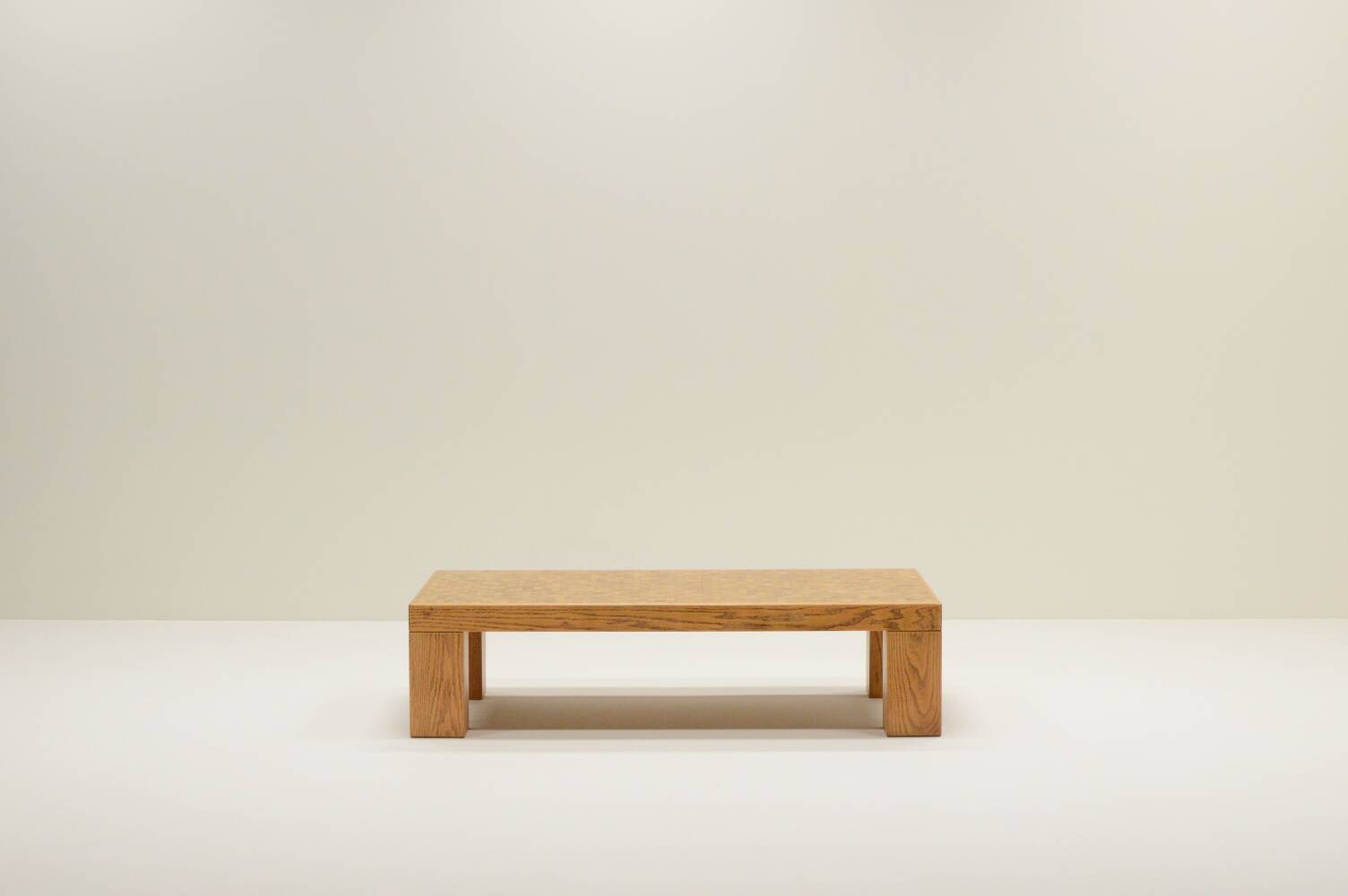 Rectangle oak mosaic coffee table from Rolf Middelboe & Gorm Lindum for Tranekaer, Denmark 70s.