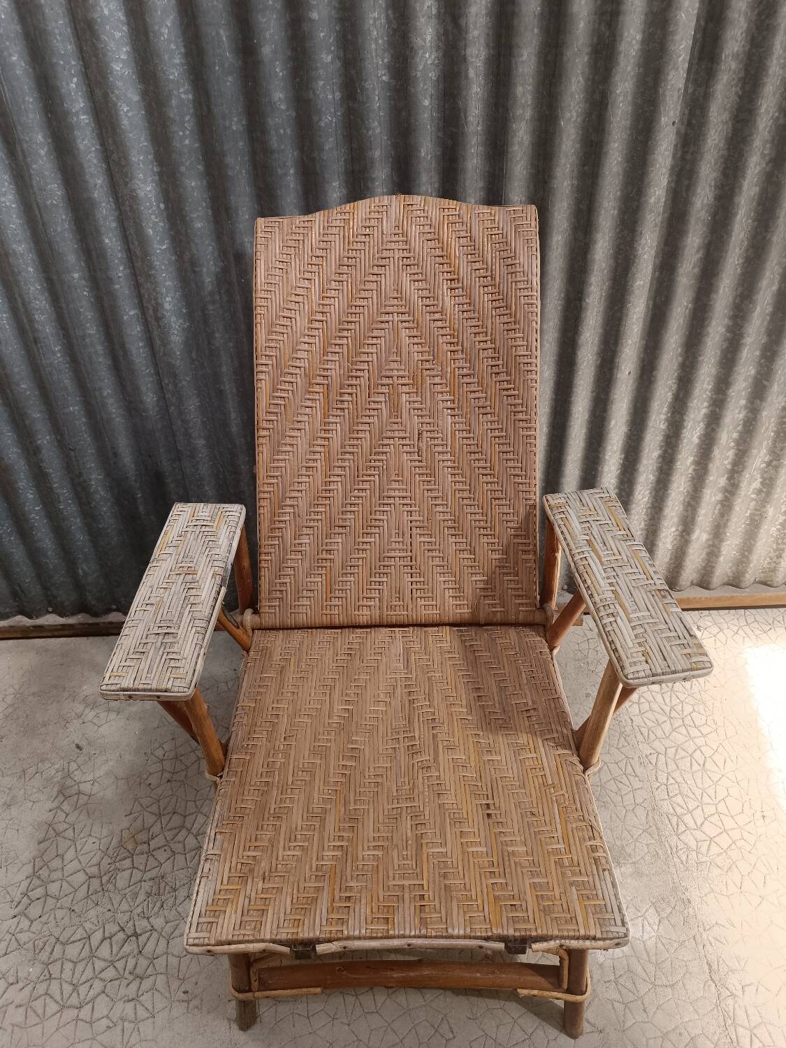 Sun lounger - Deckchair - Vintage rattan wicker lounge chair