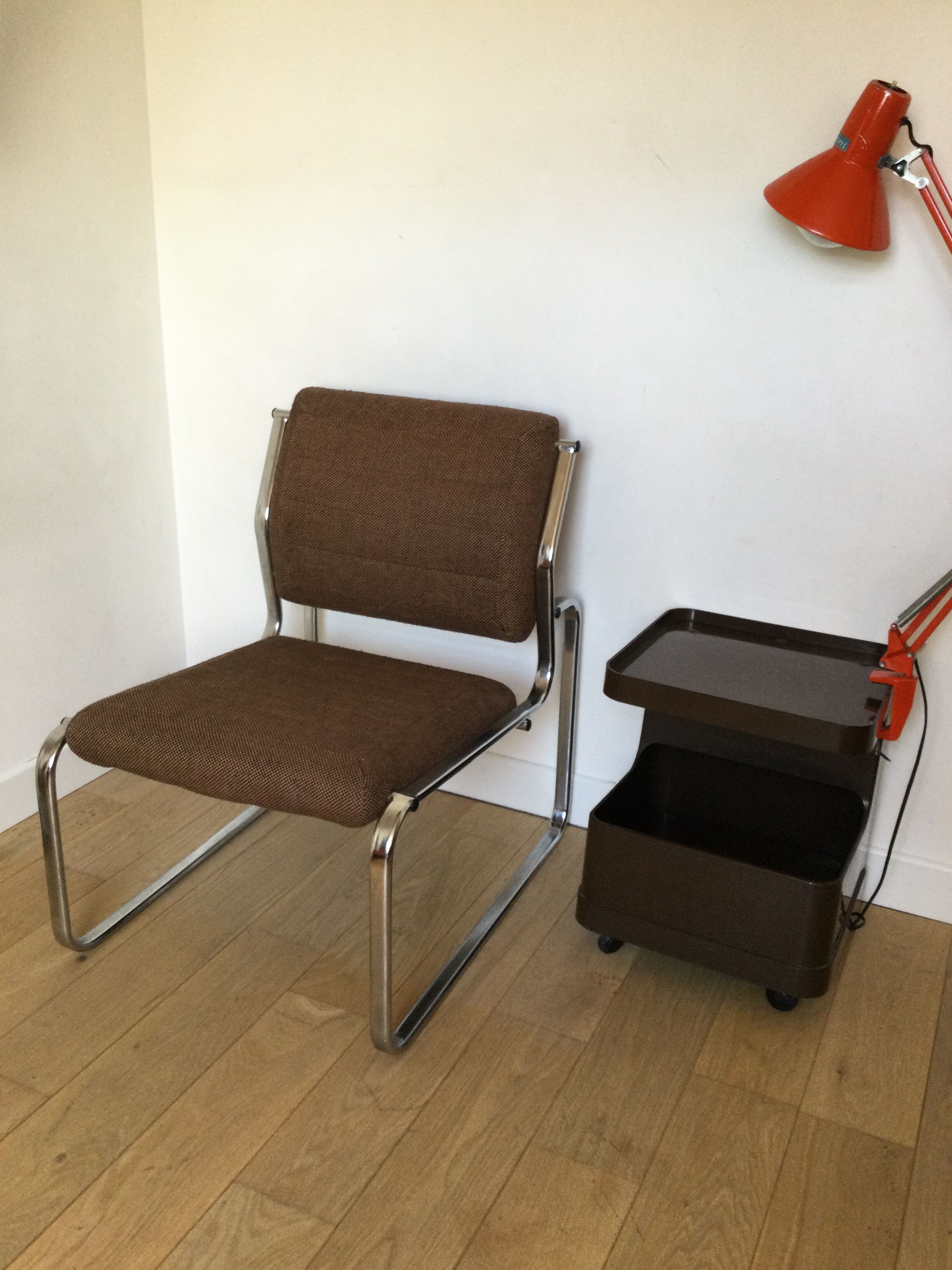 Vintage 60/70s chrome and fabric chair
