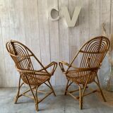 Pair of rattan armchairs