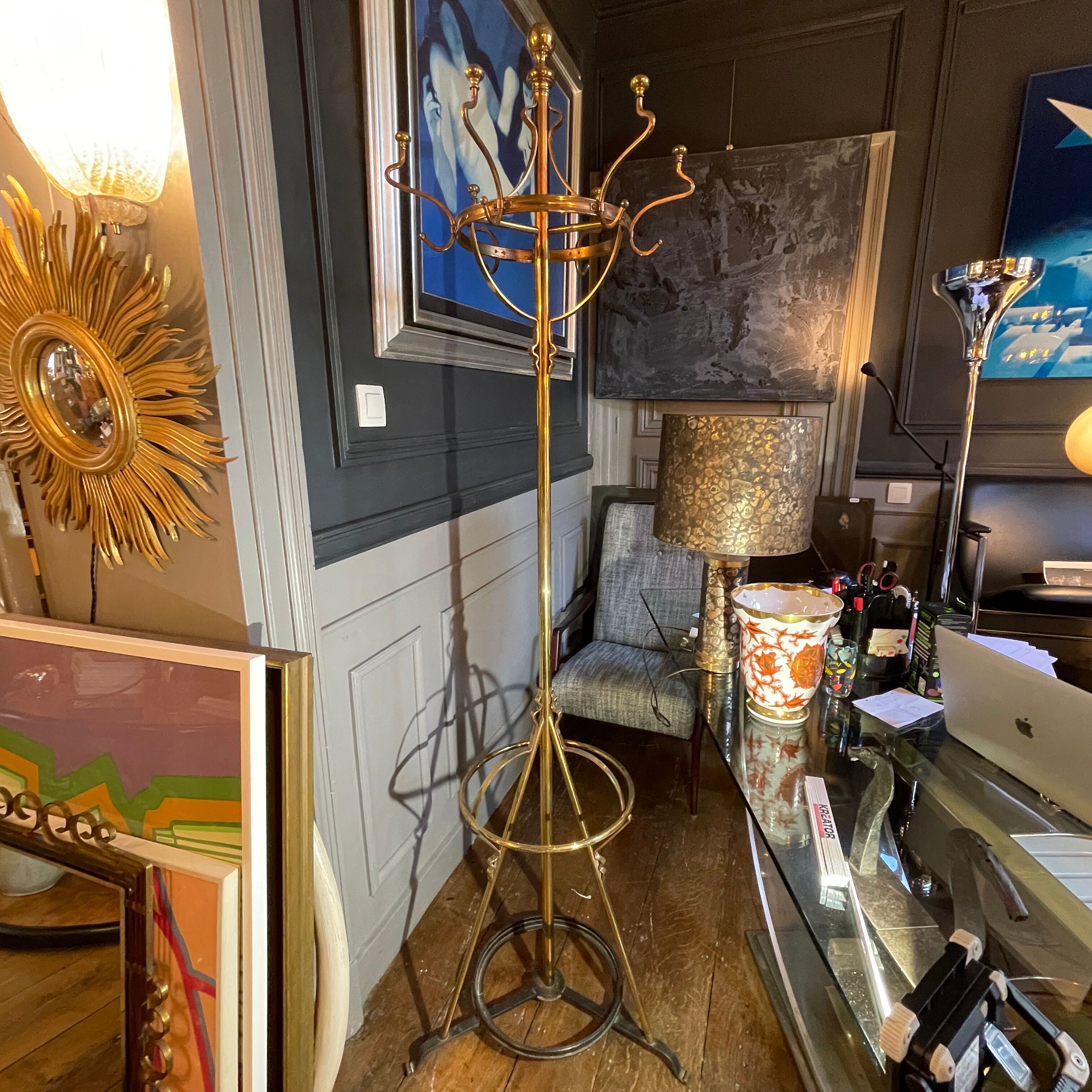 Porte manteau perroquet art nouveau arts & crafts jugendstil, bronze acier, ca 1900