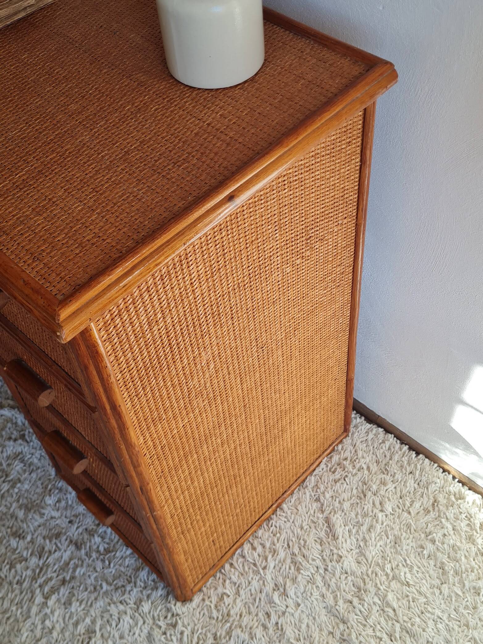 Vintage rattan desk from the 1970s.