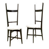 Pair of Black and White Chiavarine Chairs in the Style of Ico Parisi, Italy