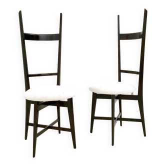 Paire de chaises Chiavari noires et blanches dans le style d'Ico Parisi, Italie