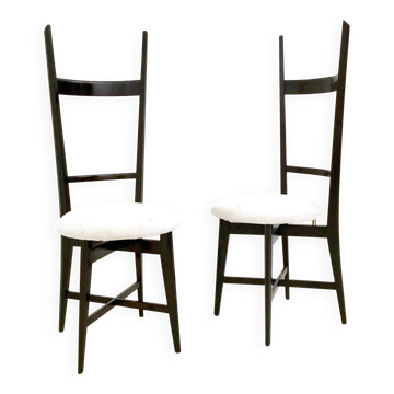 Paire de chaises Chiavari noires et blanches dans le style d'Ico Parisi, Italie