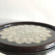 Antique framed lace tray in mahogany frame