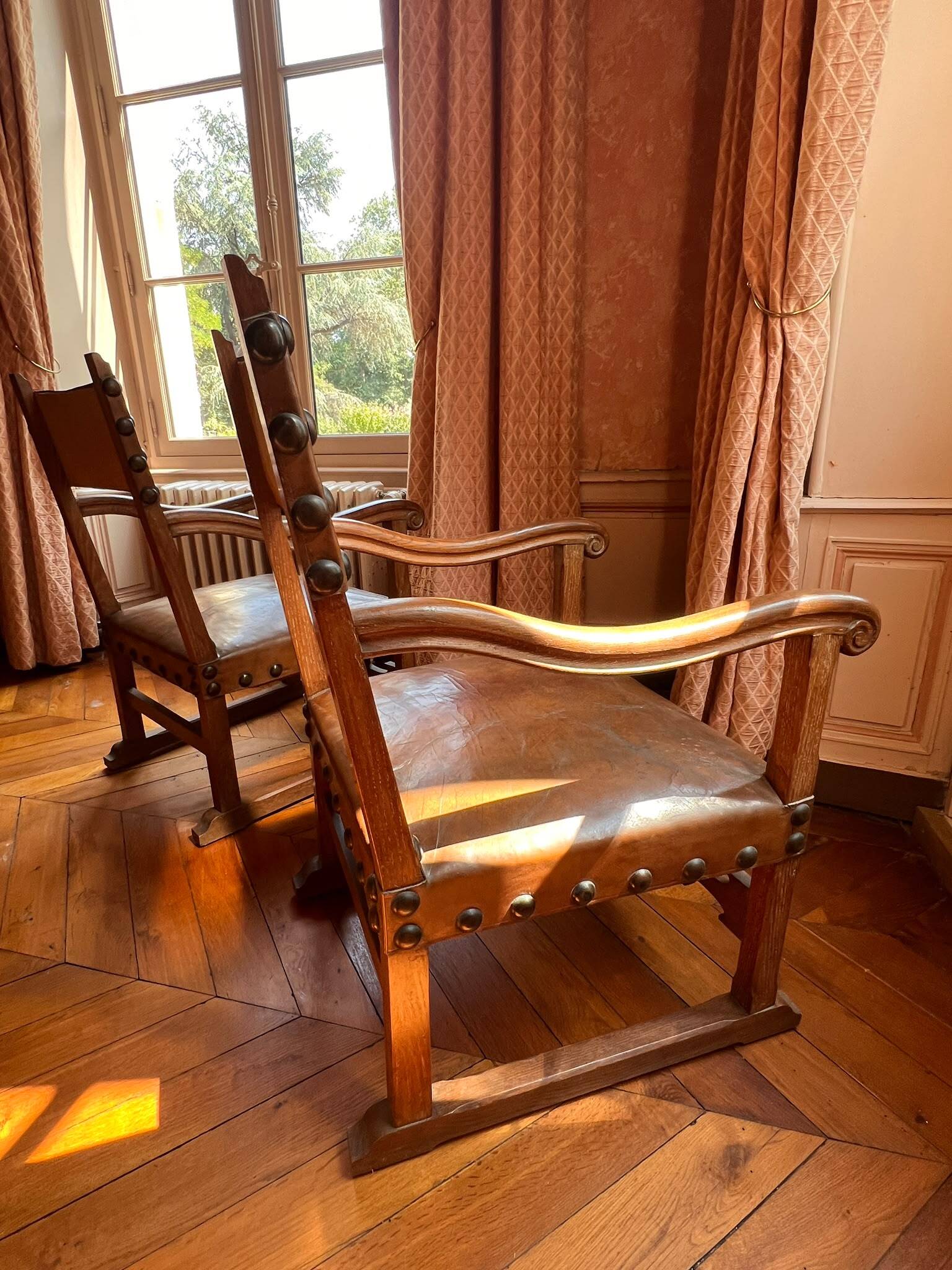 Pair of Renaissance style Spanish armchairs